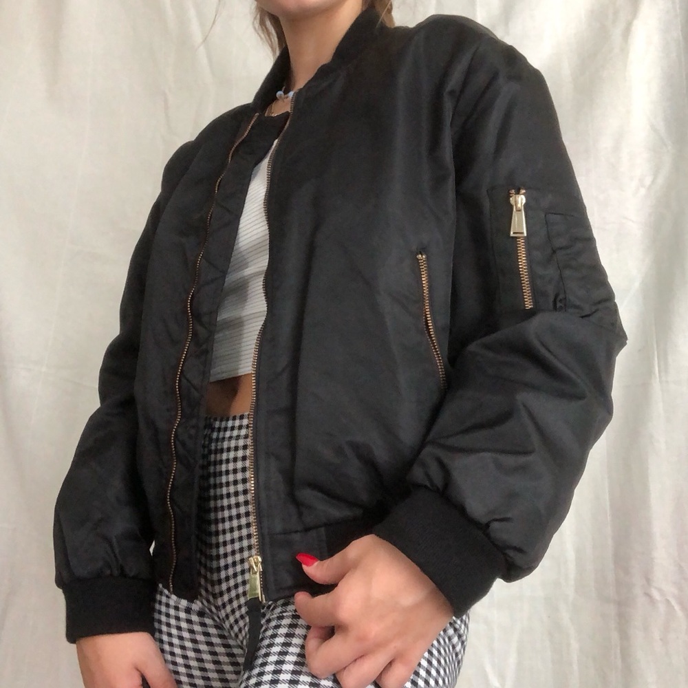 Zara Black Bomber Jacket